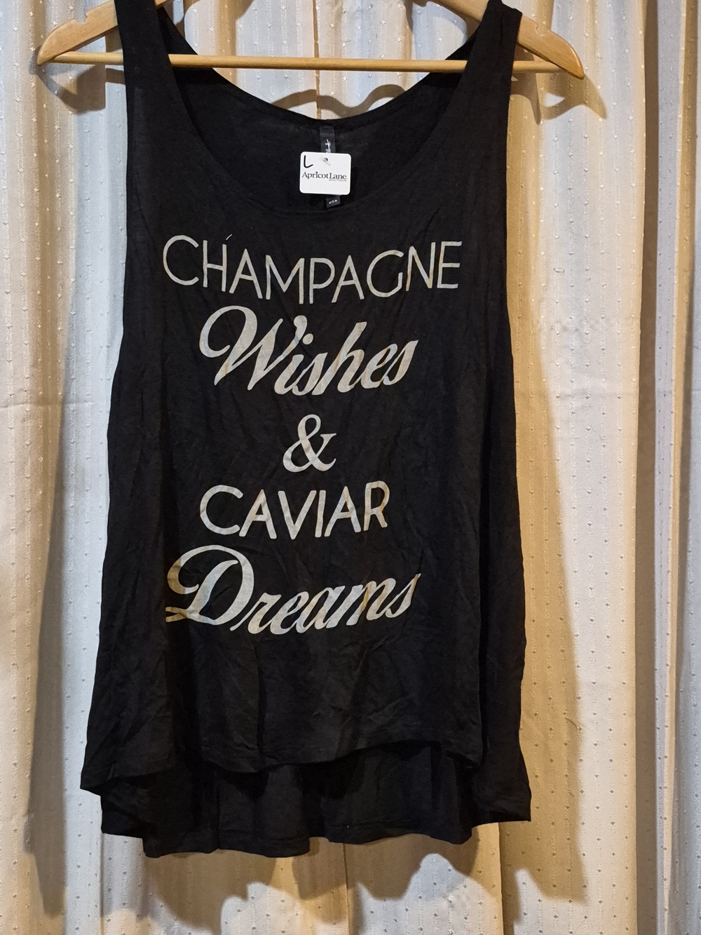 Apricot Lane "Champagne Wishes & Caviar Dreams" Black Graphic Tank